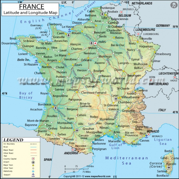 Map Of France With Latitude And Longitude Lines - United States Map