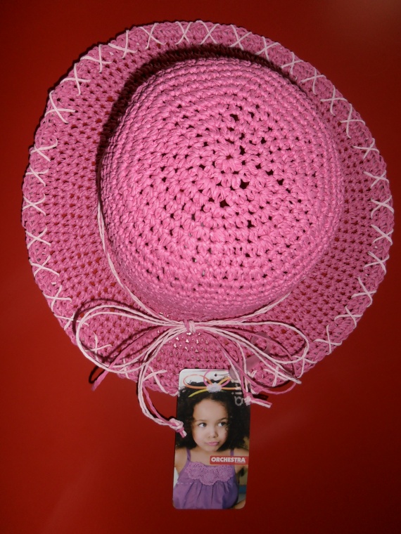 Châpeau de paille rose fonçé "ORCHESTRA"-53 cm.