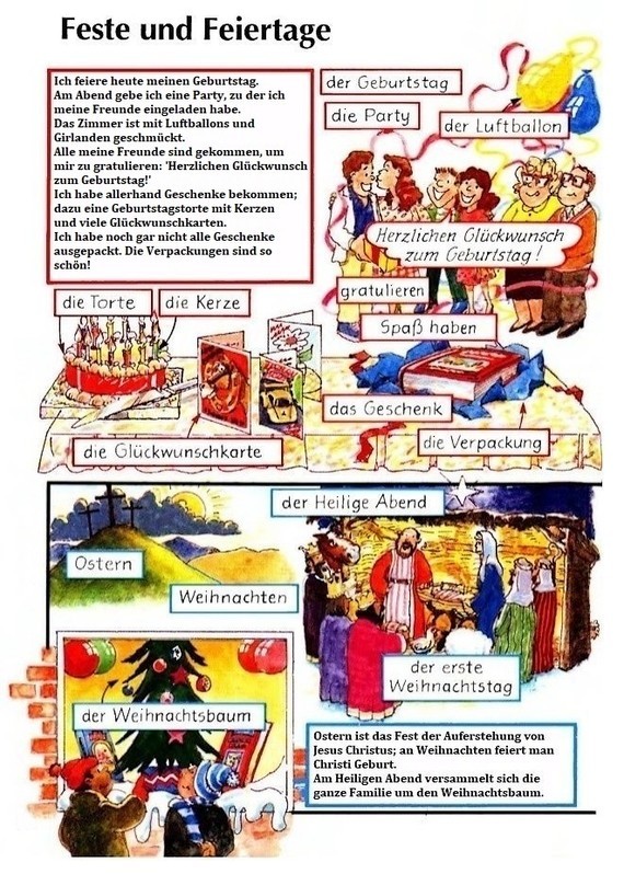 Feste und Feiertage - Deutsch lernen (German, allemand, Duits, tedesco