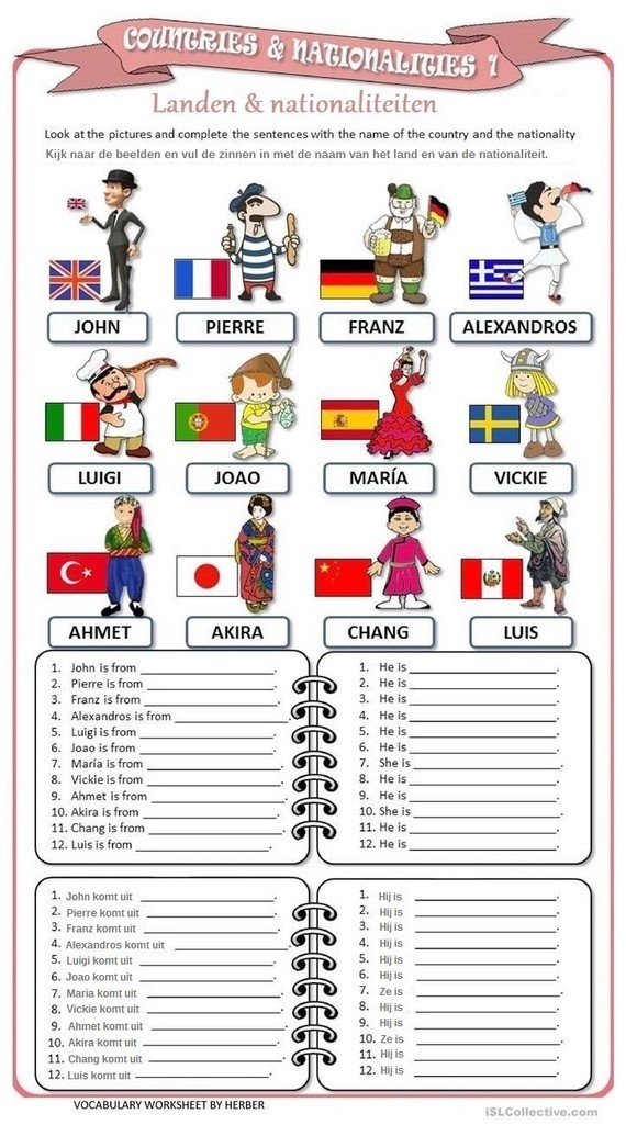 Countries and nationalities (worksheet) / Landen en nationaliteiten (werkblad)