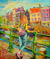 Mathias - Canal of Amsterdam, tourist girl
