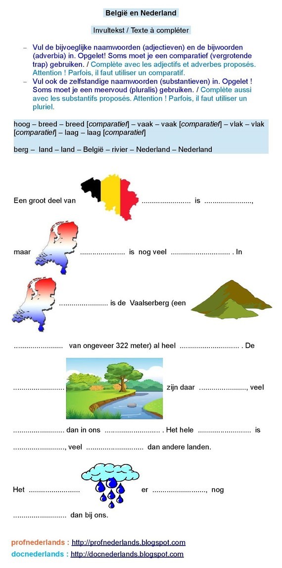 België en Nederland (invultekst)