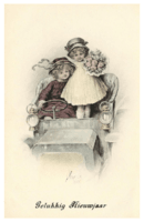 Gelukkig Nieuwjaar (twee meisjes in een auto)