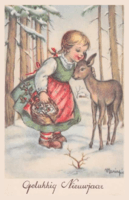 Gelukkig Nieuwjaar (meisje met hertenkalf)
