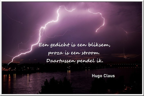 Een gedicht is een bliksem, proza is een stroom ... (Hugo Claus)