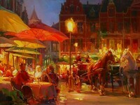 Evening couples in Bruges, the Baranovs