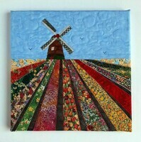 Windmill with diagonal tulip fields, Quiltshop Adrea