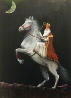 Schilderij - Sinterklaas op zijn paard