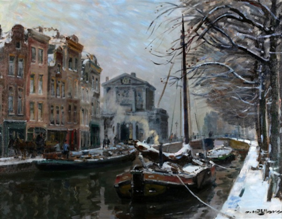 Daan Muehlhaus - Zicht op de Delftse poort in winter