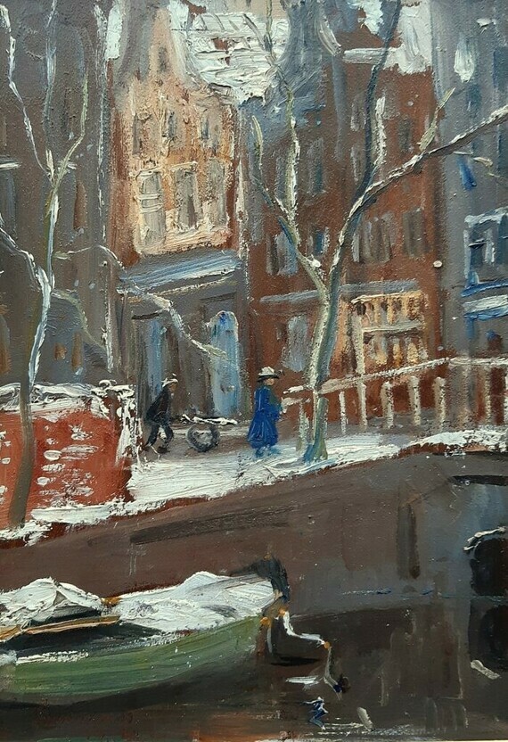 Simon Maris - Amsterdams stadsgezichtje (Amsterdam in de winter)