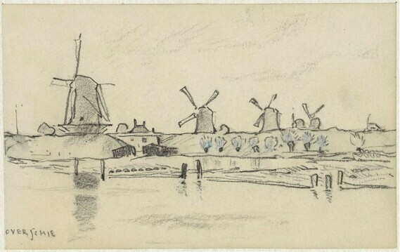 Windmolens bij Overschie, Adolf le Comte, ca 1900
