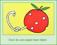 Door de zure appel heen bijten (illustratie)