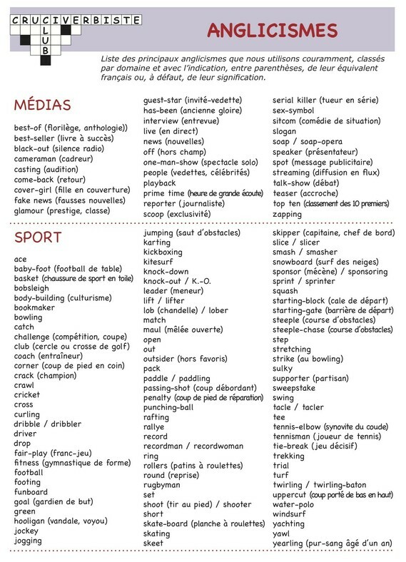 Anglicismes (médias, sport)
