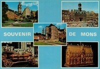 Souvenir de Mons (carte illustrée en couleurs)