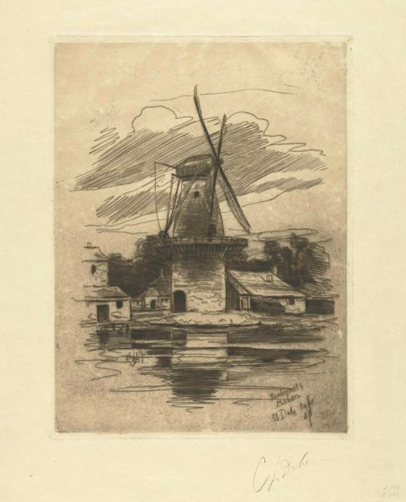 Molen en boerderijen aan het water, Carel Lodewijk Dake,  Rijksmuseum