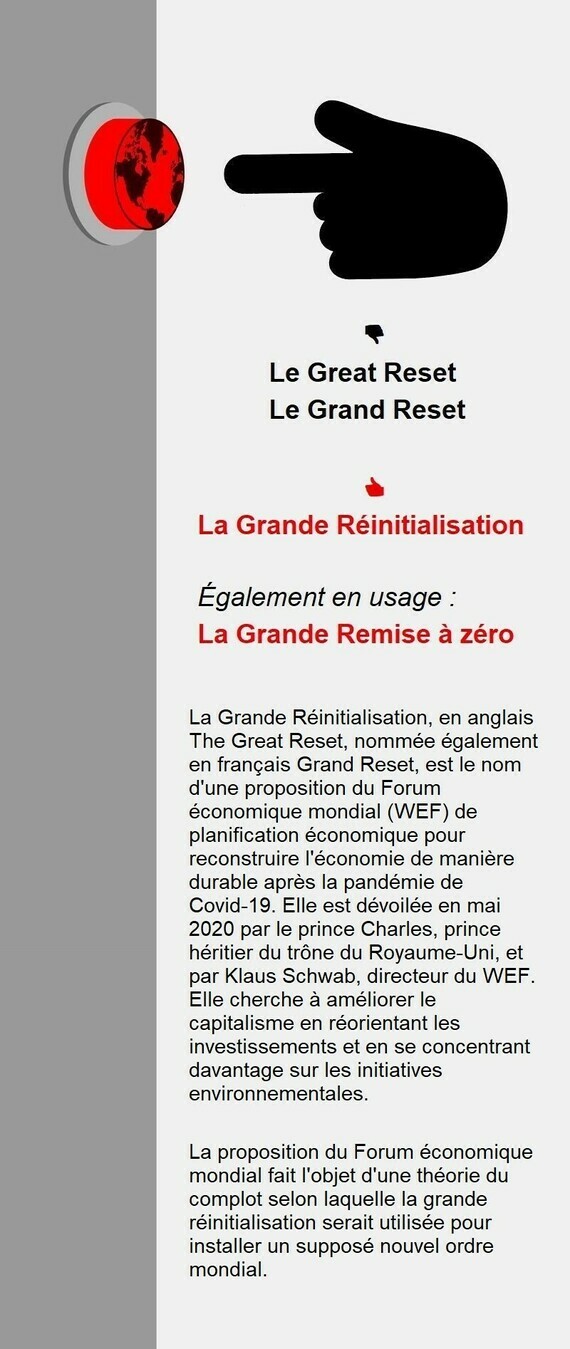 Le Great Reset / Le Grand Reset [anglicisme] - La Grande Réinitialisation