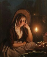 Petrus van Schendel, A young market girl by candlelight