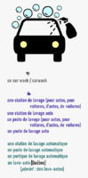 Un car wash, un carwash / une station de lavage (pour autos)