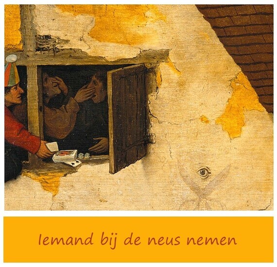 Iemand bij de neus nemen (Pieter Bruegel de Oude, Nederlandse spreekwoorden)