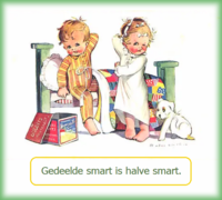 Gedeelde smart is halve smart. (prentbriefkaart)