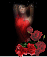 femme avec des roses rouges