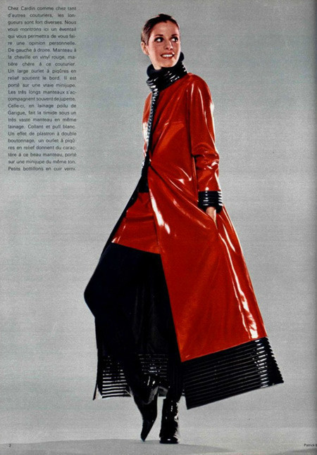 1969-pierre-cardin-red-black-ribbed-trim-vinyl-maxi-coat
