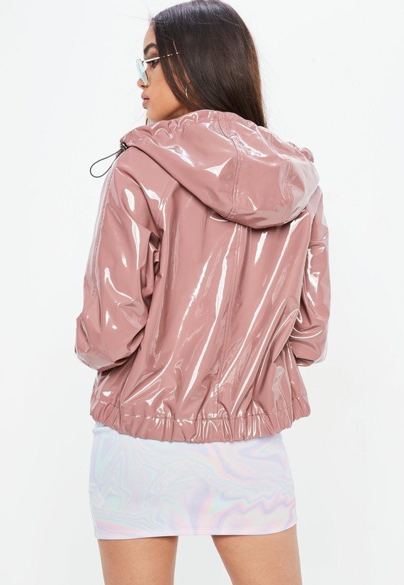 pink-high-shine-crop-rain-mac-hooded-jacket4