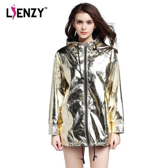LIENZY-Spring-Punk-Metallic-Style-Women-Jacket-Hooded-Pocket-Zipper-Long-Loose-Casual-Gold-Rock-Coat
