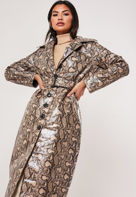 brown-snake-print-button-through-trench-coat2
