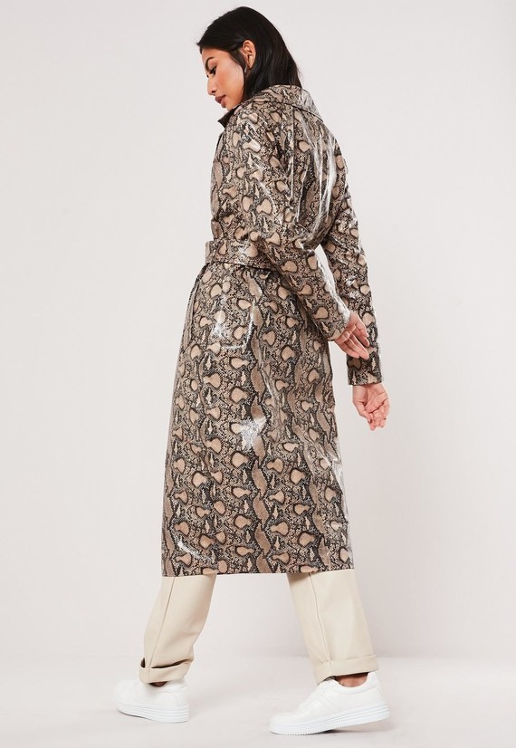 brown-snake-print-button-through-trench-coat4
