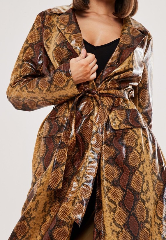 tan-faux-leather-snake-print-trench-coat3