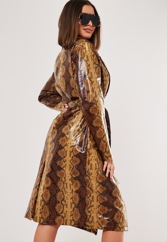 tan-faux-leather-snake-print-trench-coat4