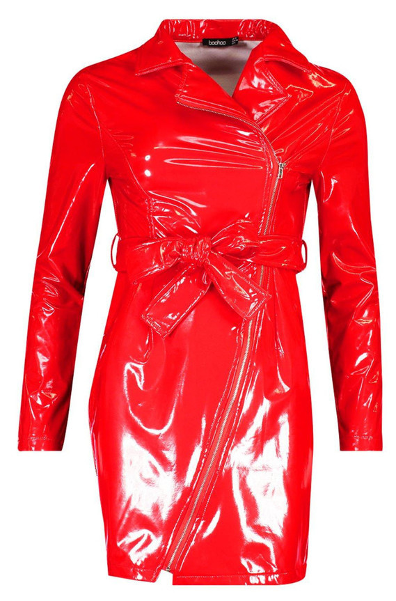 womens-red-vinyl-biker-detail-blazer-dress3