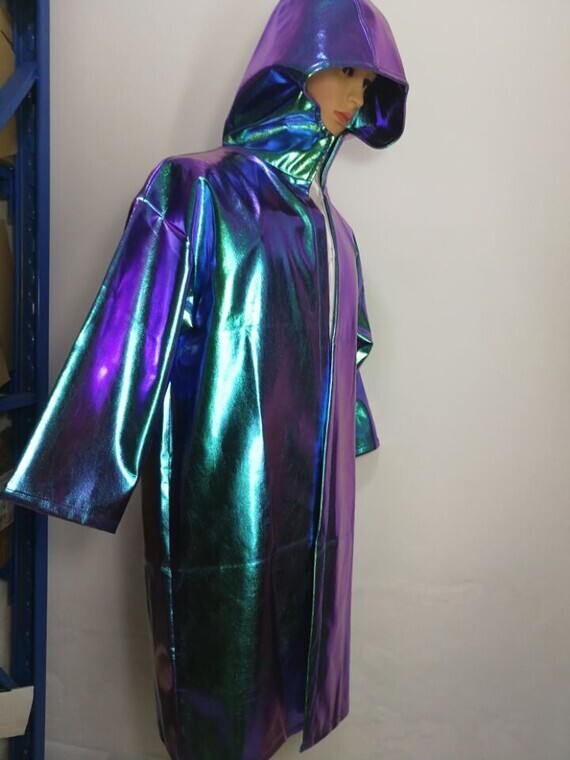 Tide-male-singer-DJ-DS-Costume-purple-blue-cool-long-Cloak-with-Cap-Bar-Jazz-Rock