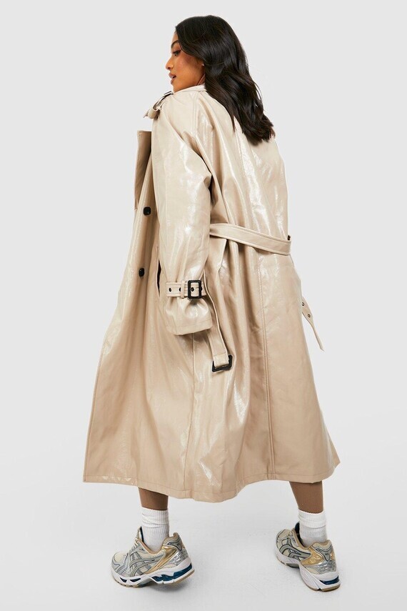 female-beige-petite-vinyl-trench-coat