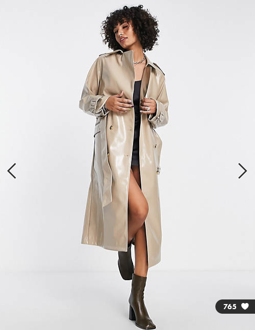 Screenshot 2023-04-01 at 07-18-13 Edited PU belted trench coat in beige ASOS