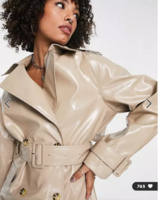 Screenshot 2023-04-01 at 07-18-24 Edited PU belted trench coat in beige ASOS