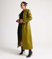 urban-bliss-green-leather-look-belted-trench-coat