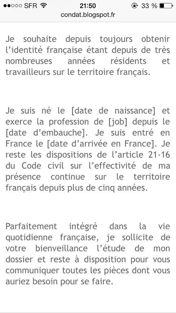 Exemple Lettre De Motivation Naturalisation Française