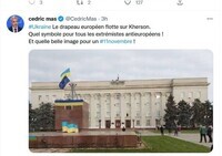 Drapeau ukrainien flotte sur Kherson