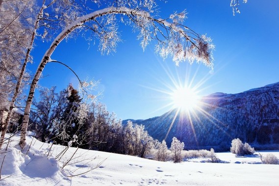 photo soleil montagne neige