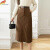New-2021-Winter-Corduroy-Skirt-Women-With-Belt-Korean-Fashion-High-Waist-Midi-Skirt-Black-Brown
