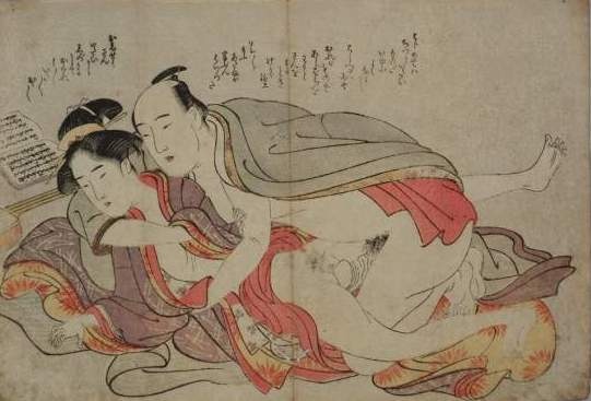 shunga gravure estampe erotique japonnaise woodblock print.