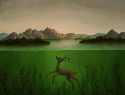 submerged-deer