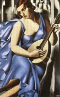 Tamara de Lempicka - la musician woman in blue with guitar (1929)
