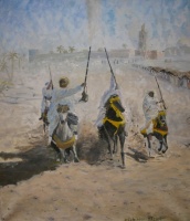 peinture-orientaliste-marc-schibler-fantasia-huile-65x54-2008
