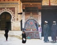 peinture-orientaliste-marc-schibler-fontaine-nejjarine-fes-100x81-2009
