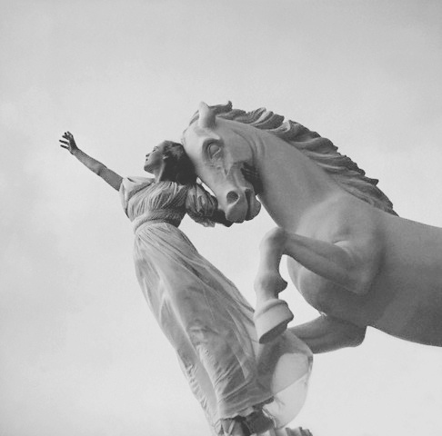 Vera Zorina with Chirico Horse Statue