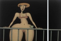 1336180919_David_Laity_Once_Upon_a_Balcony_Diptych_Oil_on_hessian_on_board_135_x_150_cm_135_x_40_cm_