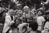 Jean Cocteau & Pablo Picasso at a Bullfight. Vallauris, 1957